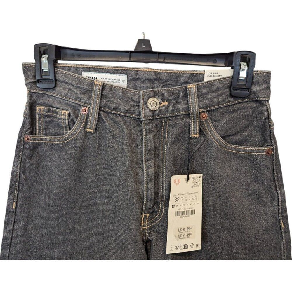 Zara Womens Jeans EU 32 US 0 Blue Mini Fold Up Straight Leg Relaxed 3607/802 NWT - Picture 2 of 16